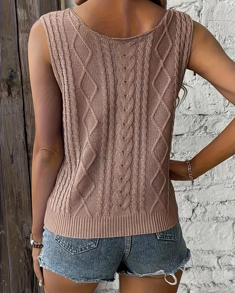 Women's Ribbed Knitted V-Neck Vest: Slim Fit Sleeveless Camisole for Casual Summer Style