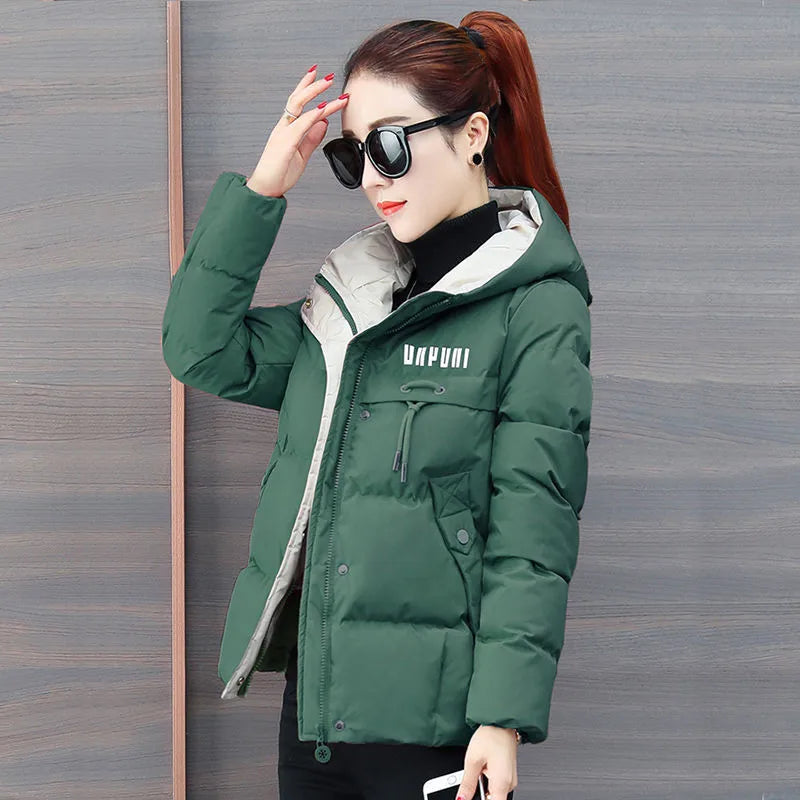 winter women jacket  Thick Down Cotton Padded Parka  Hooded