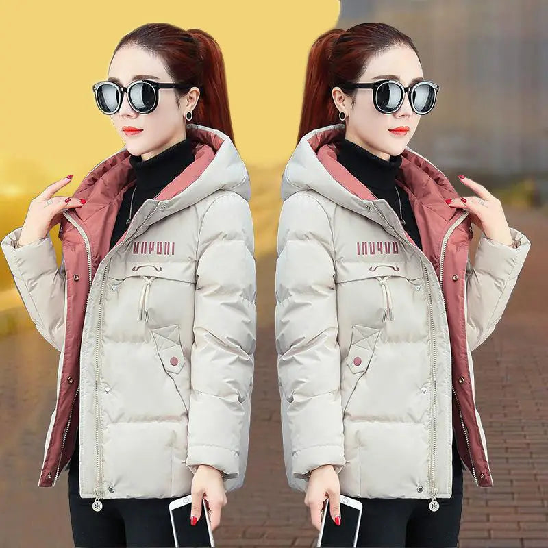 winter women jacket  Thick Down Cotton Padded Parka  Hooded