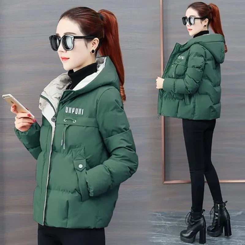 winter women jacket  Thick Down Cotton Padded Parka  Hooded