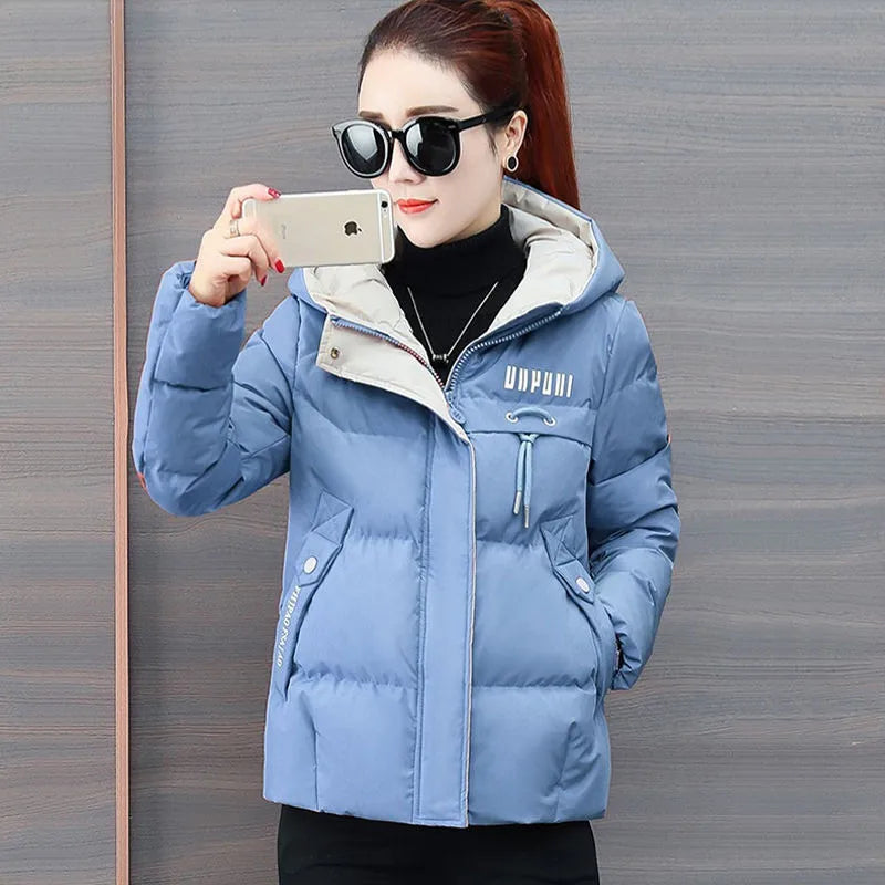 winter women jacket  Thick Down Cotton Padded Parka  Hooded