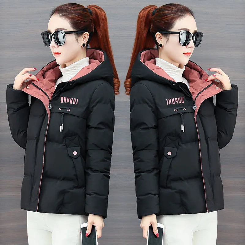 winter women jacket  Thick Down Cotton Padded Parka  Hooded