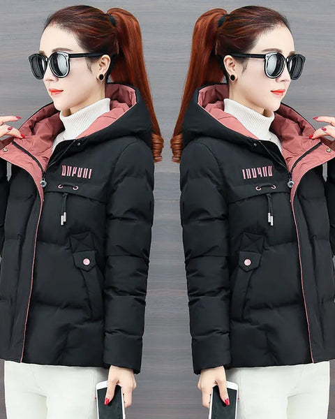 winter women jacket  Thick Down Cotton Padded Parka  Hooded