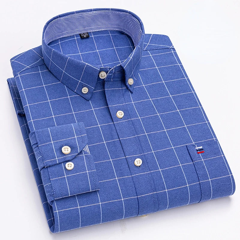 Men's Long Sleeve 100% Cotton Oxford Shirt Soft, Comfortable, and Quality Casual Business Wear