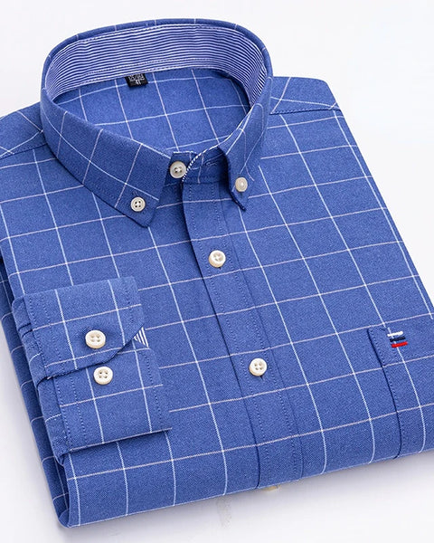 Men's Long Sleeve 100% Cotton Oxford Shirt Soft, Comfortable, and Quality Casual Business Wear