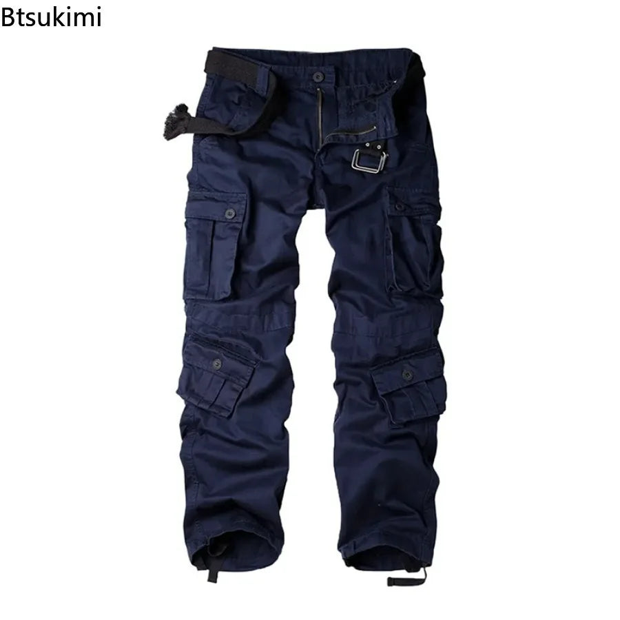 Men's Cotton Cargo Pants Fashion 8 Pockets Sport Trousers Pants Male Oversize Loose Straight Streetwear Pants for Men