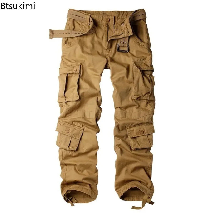 Men's Cotton Cargo Pants Fashion 8 Pockets Sport Trousers Pants Male Oversize Loose Straight Streetwear Pants for Men