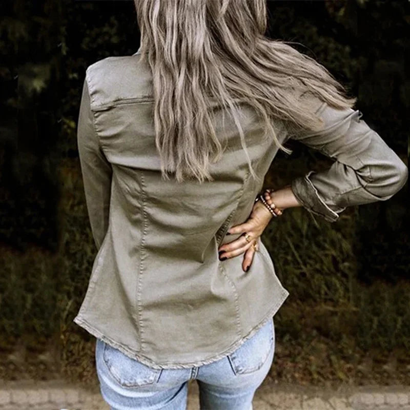 Black Denim Jacket Denim Jacket Coat Fashion New Slim Solid Color Women's Short Jacket Mid Length Denim Shirt