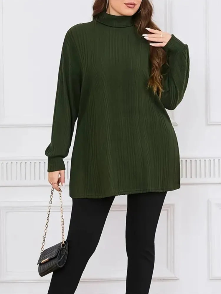 Autumn Turtleneck Pullover  Long Sleeve Loose Woman Tops