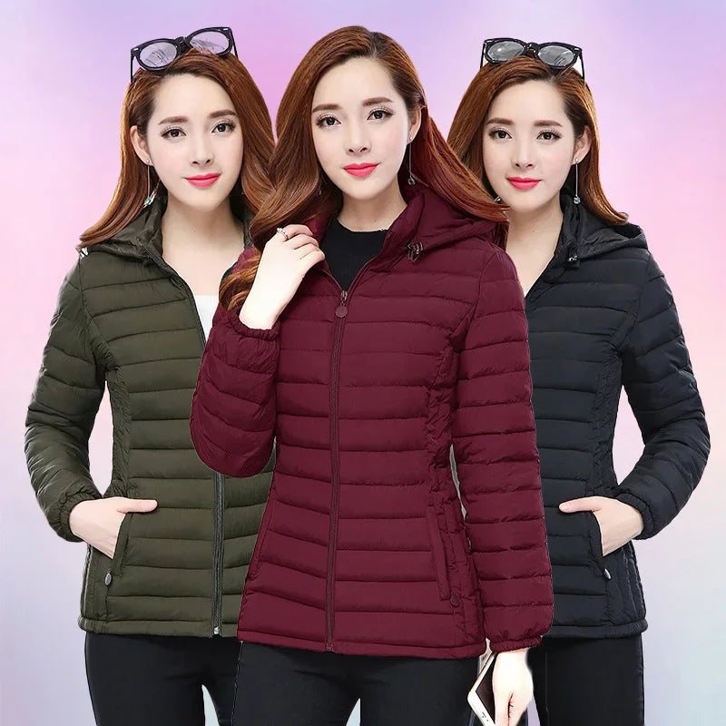 Winter  Ultralight Women's Parkas Slim Warm Jackets Cotton Padded with Hooded