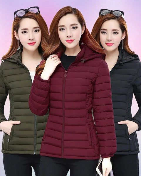 Winter  Ultralight Women's Parkas Slim Warm Jackets Cotton Padded with Hooded