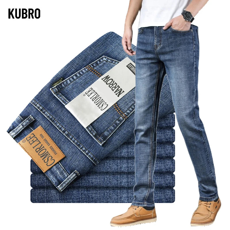 Classic Brand Casual Jeans Men High Quality Retro Slim Stretch Men's Cotton Trousers Embroidery Jean Homme Denim Pants