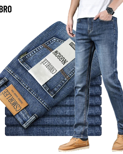 Classic Brand Casual Jeans Men High Quality Retro Slim Stretch Men's Cotton Trousers Embroidery Jean Homme Denim Pants