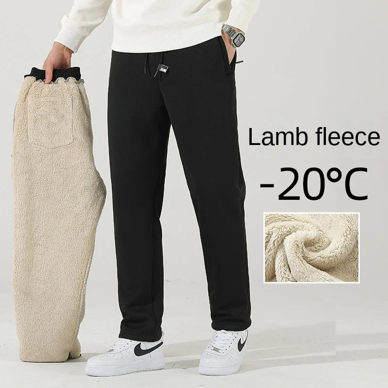 Men's Winter Cashmere Fleece Pants: Thick Casual Sports Joggers with Drawstring