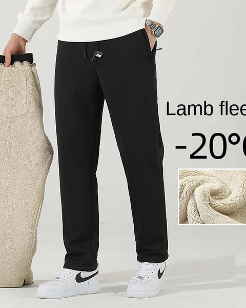 Men's Winter Cashmere Fleece Pants: Thick Casual Sports Joggers with Drawstring