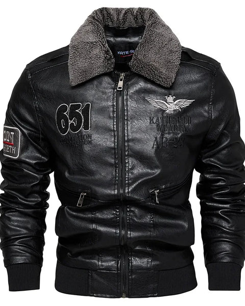 Men's Autumn Biker Jacket: Vintage Black Brown PU Leather with Faux Fur and Fleece