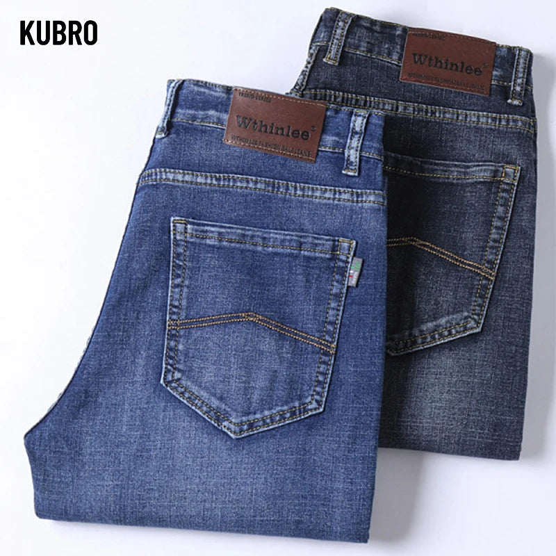 Men's Office Casual Jeans: High-Quality Loose Straight Retro Denim Trousers