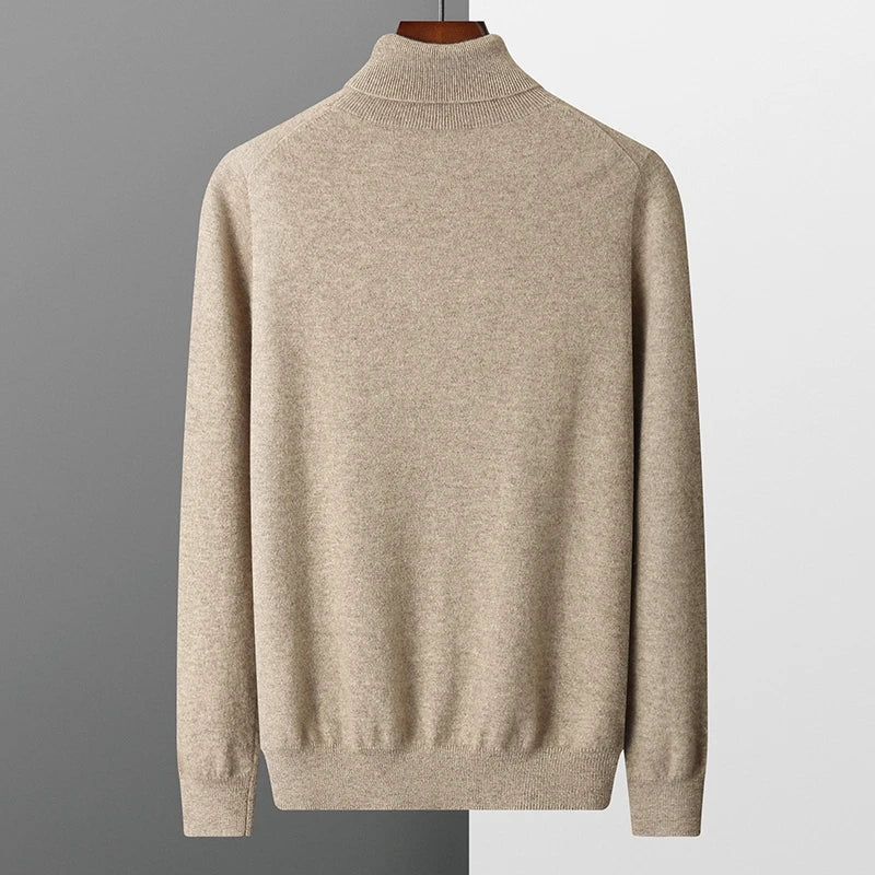 Men's 100% Cashmere Lapel Sweater: Lightweight Knitted Pullover for Autumn/Winter