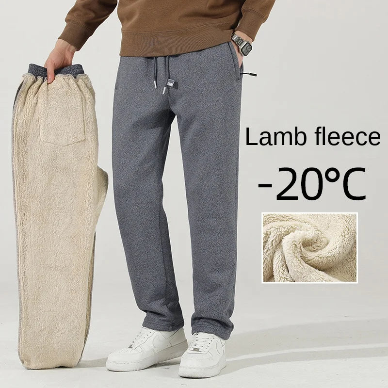 Men's Winter Cashmere Fleece Pants: Thick Casual Sports Joggers with Drawstring