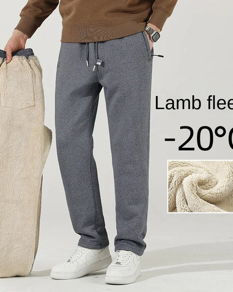 Men's Winter Cashmere Fleece Pants: Thick Casual Sports Joggers with Drawstring