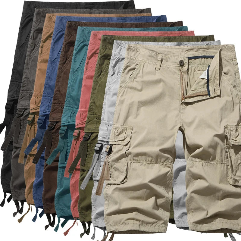 Men's Cotton 3/4 Length Tactical Capri Pants: Multi-Pocket Cargo Shorts