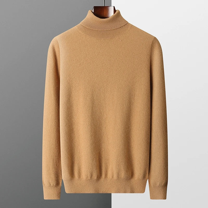 Men's 100% Cashmere Lapel Sweater: Lightweight Knitted Pullover for Autumn/Winter