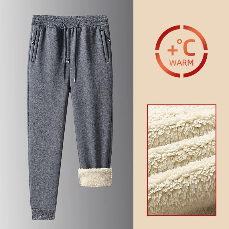 Men's Winter Cashmere Fleece Pants: Thick Casual Sports Joggers with Drawstring