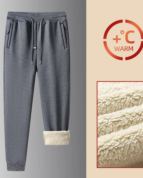 Men's Winter Cashmere Fleece Pants: Thick Casual Sports Joggers with Drawstring