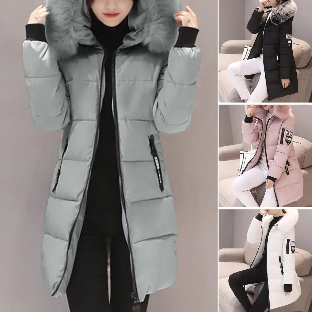 Women's Winter Coat Thick Cotton Padded Parka with Fur Neckline