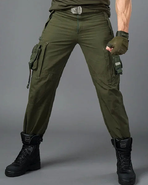 Men's Cargo Pants: Army Style Tactical Overalls with Multiple Pockets - Straight Fit Work Trousers