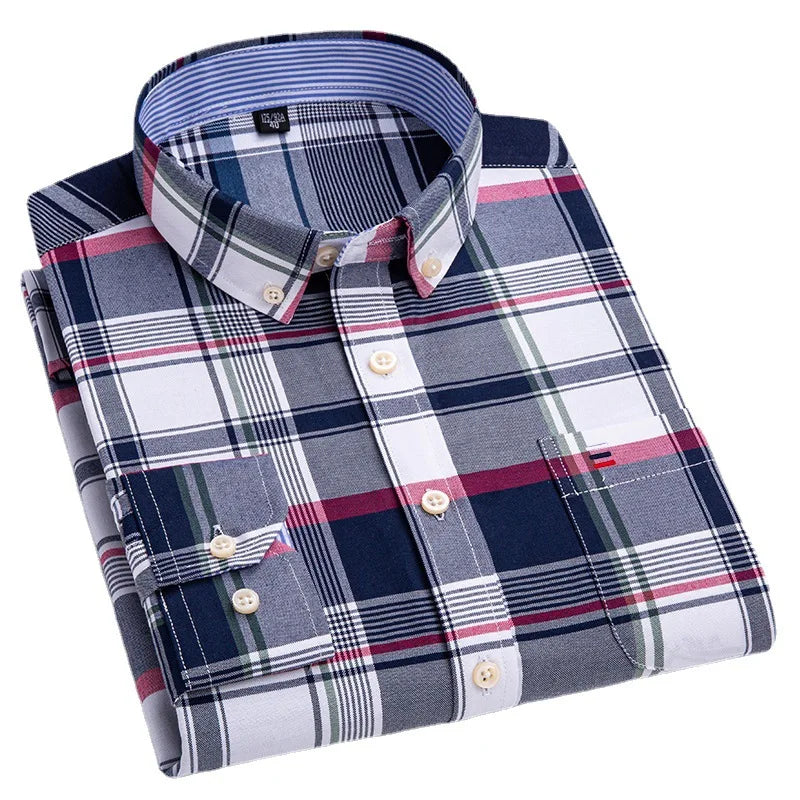 Men's Long Sleeve 100% Cotton Oxford Shirt Soft, Comfortable, and Quality Casual Business Wear