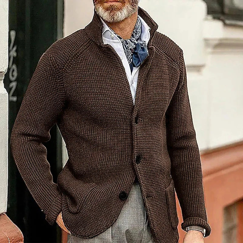 Men's Slim Fit Turtleneck Sweater Jacket: Casual Knitted Cardigan with Pockets for Autumn & Winter