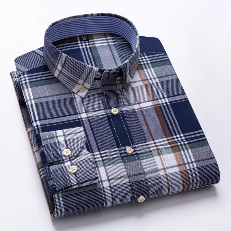 Men's Long Sleeve 100% Cotton Oxford Shirt Soft, Comfortable, and Quality Casual Business Wear