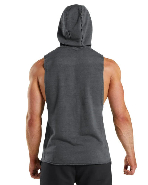 Men's Solid Color Hooded Tank Top: Quick-Dry Sleeveless Sports Vest for Gym & Running