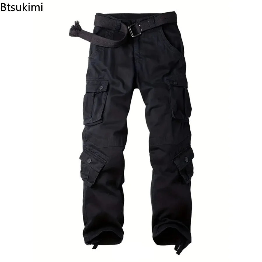 Men's Cotton Cargo Pants Fashion 8 Pockets Sport Trousers Pants Male Oversize Loose Straight Streetwear Pants for Men