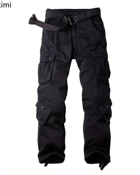 Men's Cotton Cargo Pants Fashion 8 Pockets Sport Trousers Pants Male Oversize Loose Straight Streetwear Pants for Men