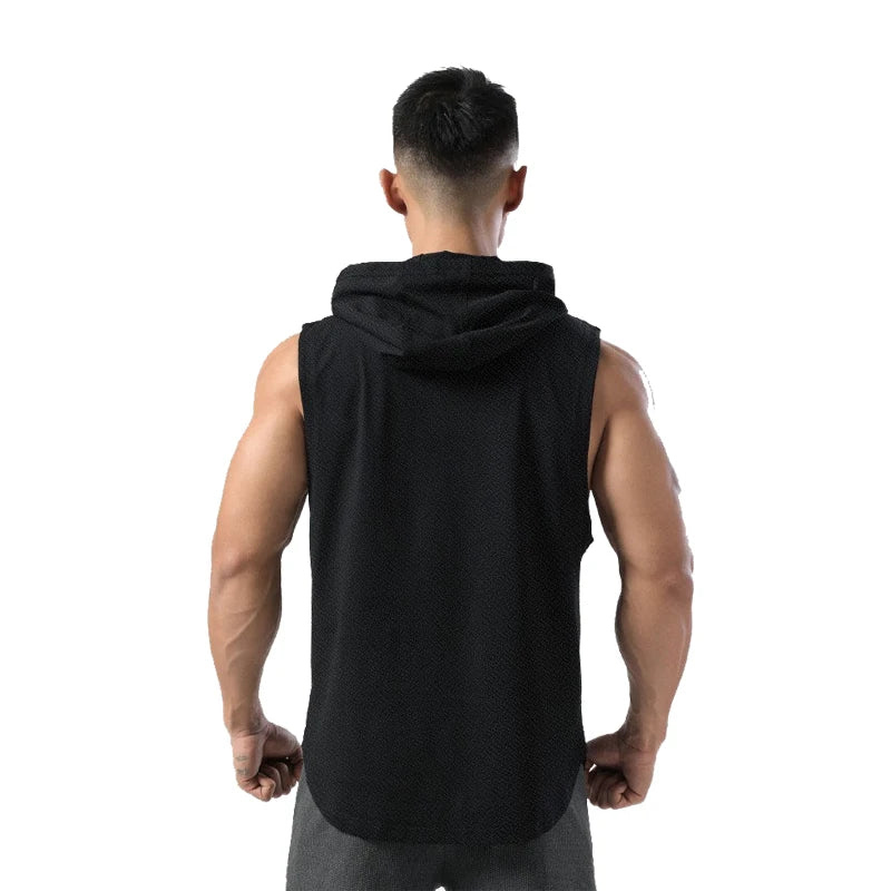 New Men's Sleeveless Tank Tops: Hooded Hip Hop Vests for Casual Style