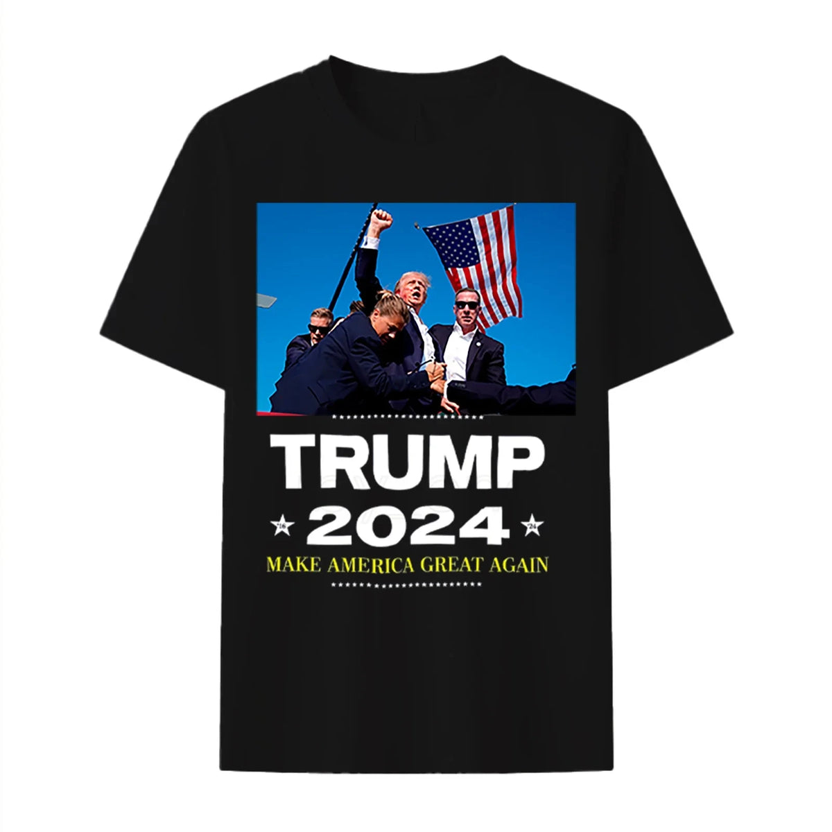 Trump 2024 3D Graphic Tee: USA Flag Streetwear for Men & Women