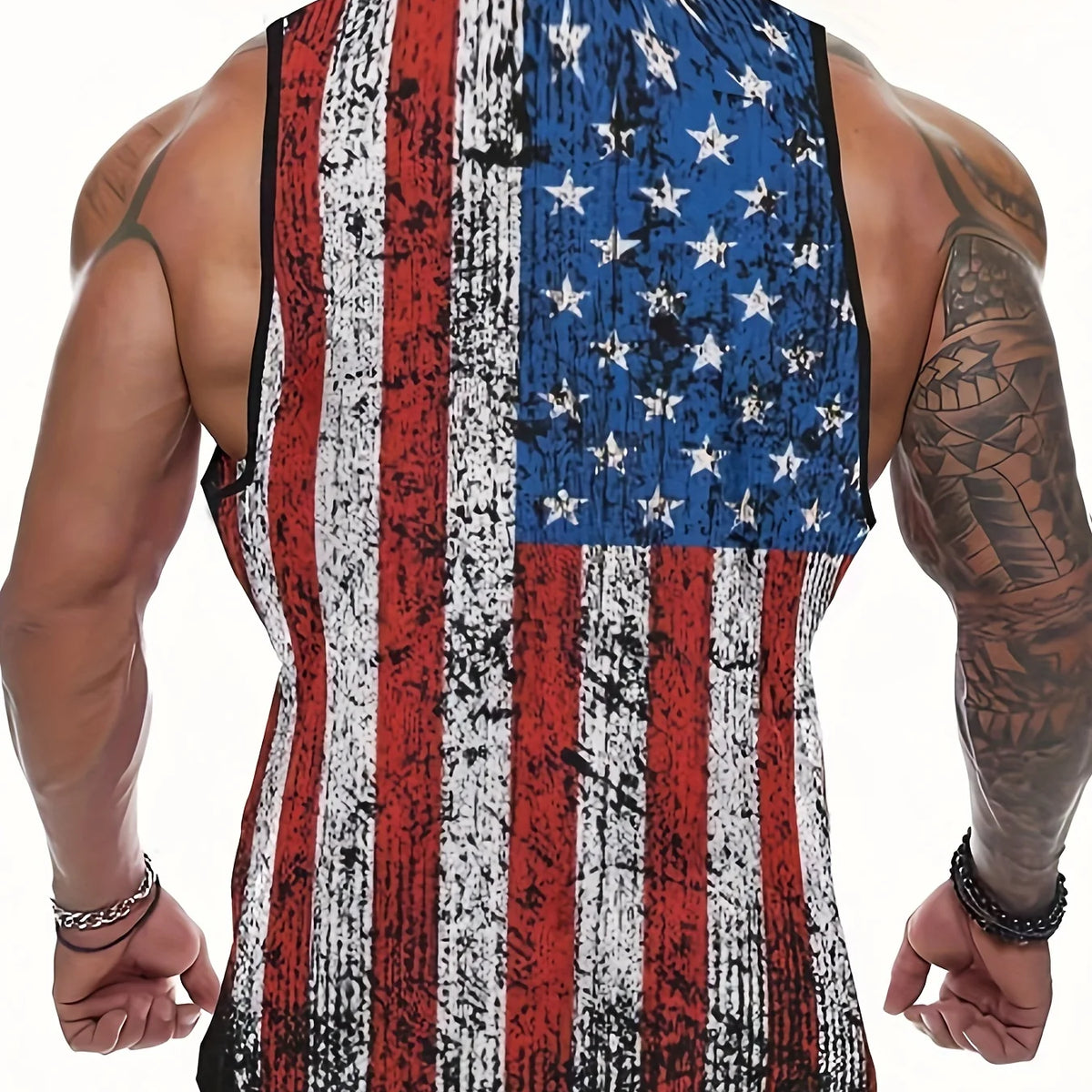 American Flag Print Tank Top: Lightweight Sleeveless Sports Tee for Gym Workouts & Bodybuilding