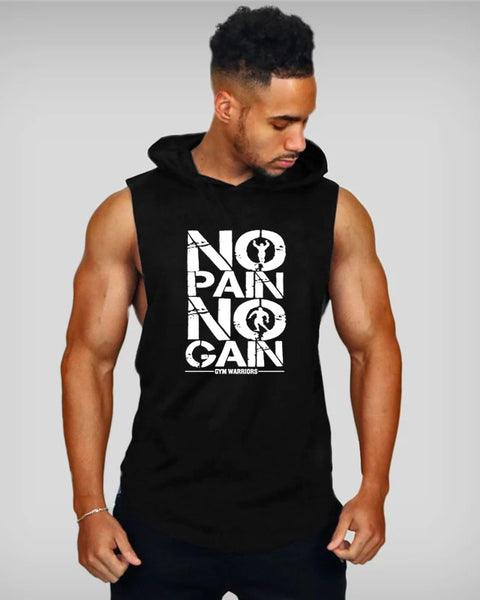 Men's Bodybuilding Hooded Tank Top: Cotton Sleeveless Vest for Fitness & Workout Sportswear