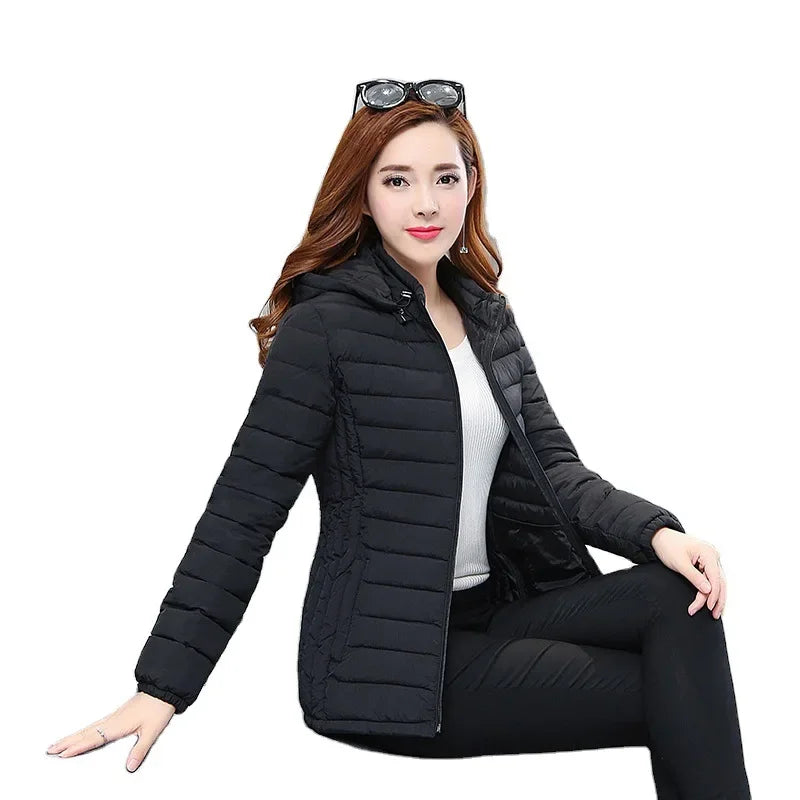 Winter  Ultralight Women's Parkas Slim Warm Jackets Cotton Padded with Hooded