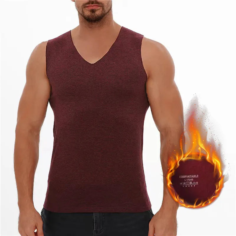 37℃ Men's Thermal Vest: Seamless V-Neck Long Underwear Tank Top for Autumn/Winter