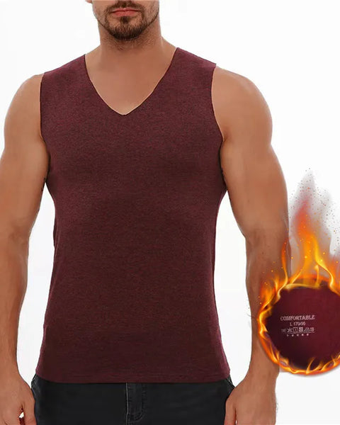 37℃ Men's Thermal Vest: Seamless V-Neck Long Underwear Tank Top for Autumn/Winter