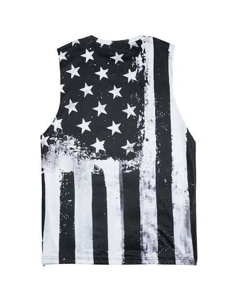 Men's Relaxed Casual Sleeveless Top: Comfortable Breathable American Flag Print