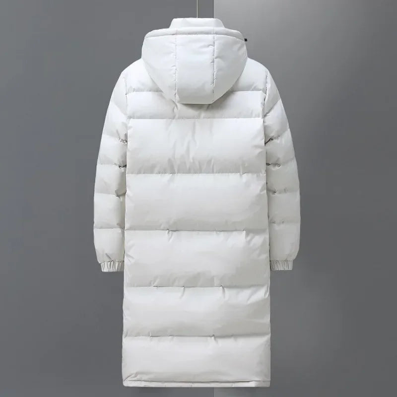 Men's Long Hooded Puffer Jacket: Quality Duck Down Winter Parka for Outdoor Warmth