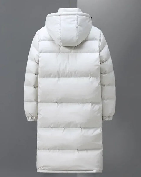 Men's Long Hooded Puffer Jacket: Quality Duck Down Winter Parka for Outdoor Warmth