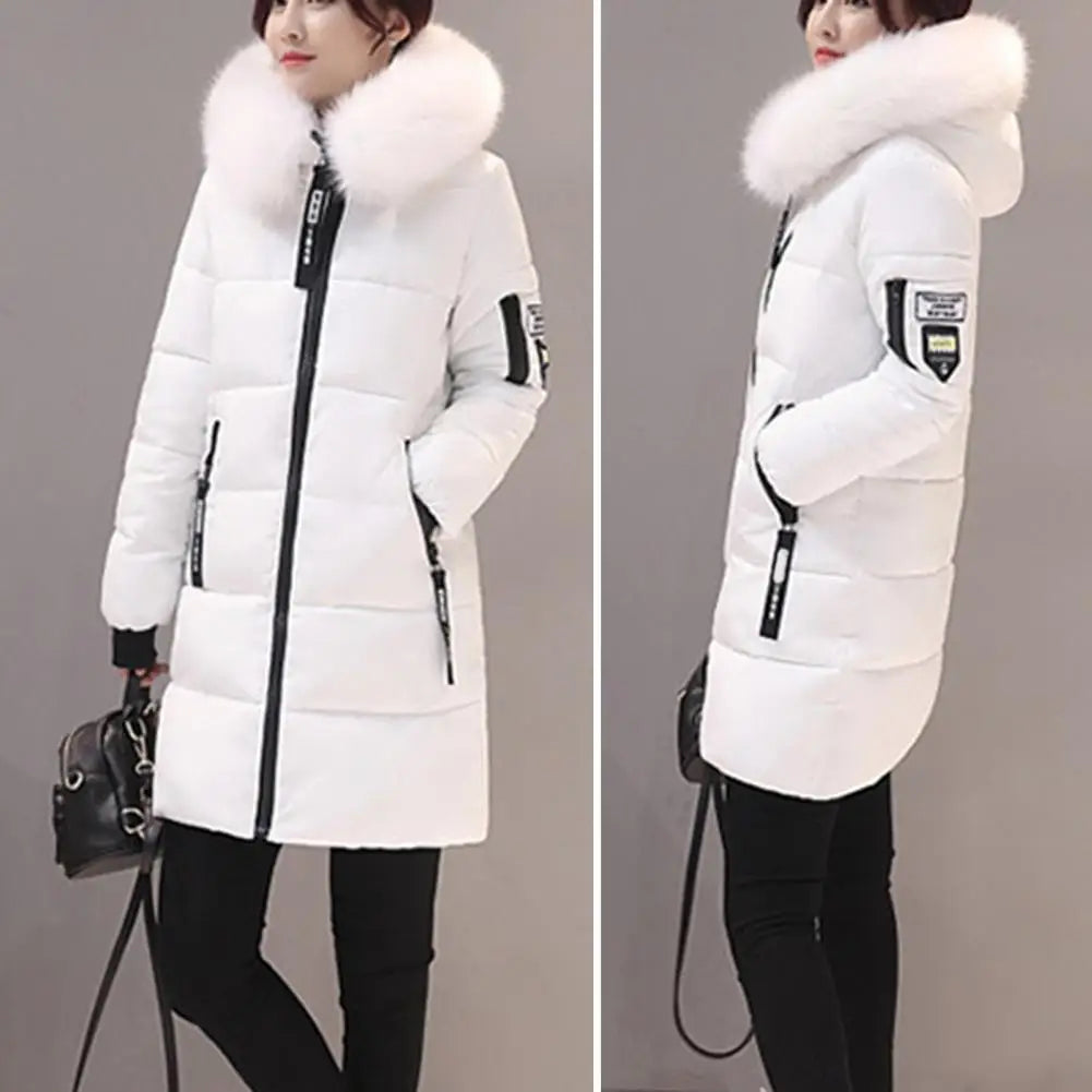 Women's Winter Coat Thick Cotton Padded Parka with Fur Neckline