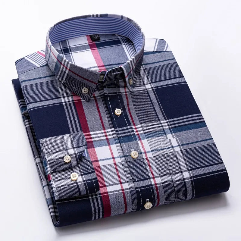 Men's Long Sleeve 100% Cotton Oxford Shirt Soft, Comfortable, and Quality Casual Business Wear