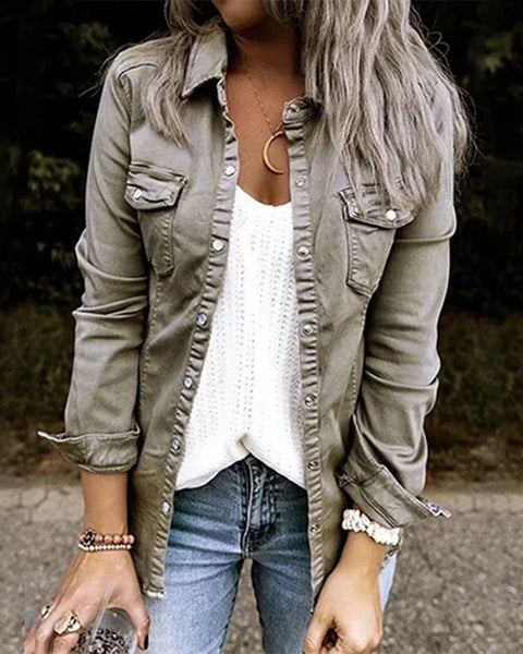 Black Denim Jacket Denim Jacket Coat Fashion New Slim Solid Color Women's Short Jacket Mid Length Denim Shirt