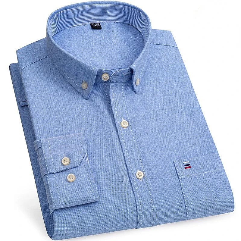 Men's Long Sleeve 100% Cotton Oxford Shirt Soft, Comfortable, and Quality Casual Business Wear